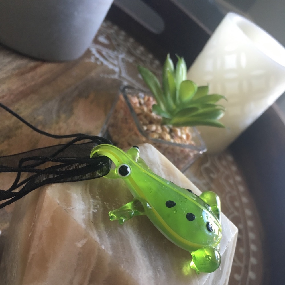 Glass frog necklace